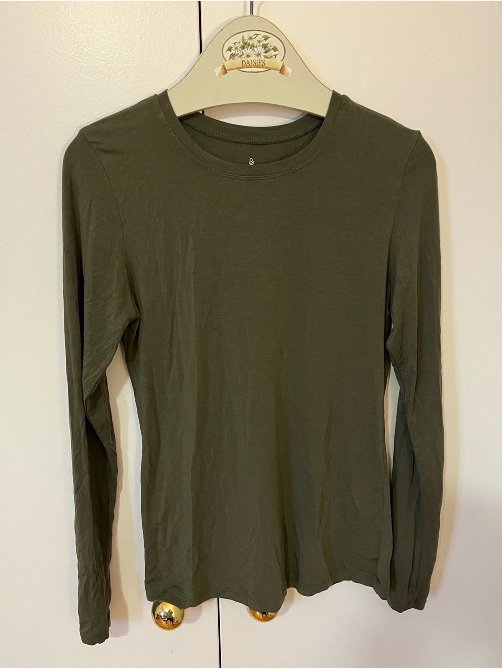 Cuddl Duds Women's Olive Long-Sleeve Crewneck Underlayer Top